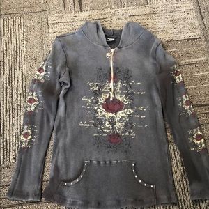 Women’s waffle long sleeve with hood